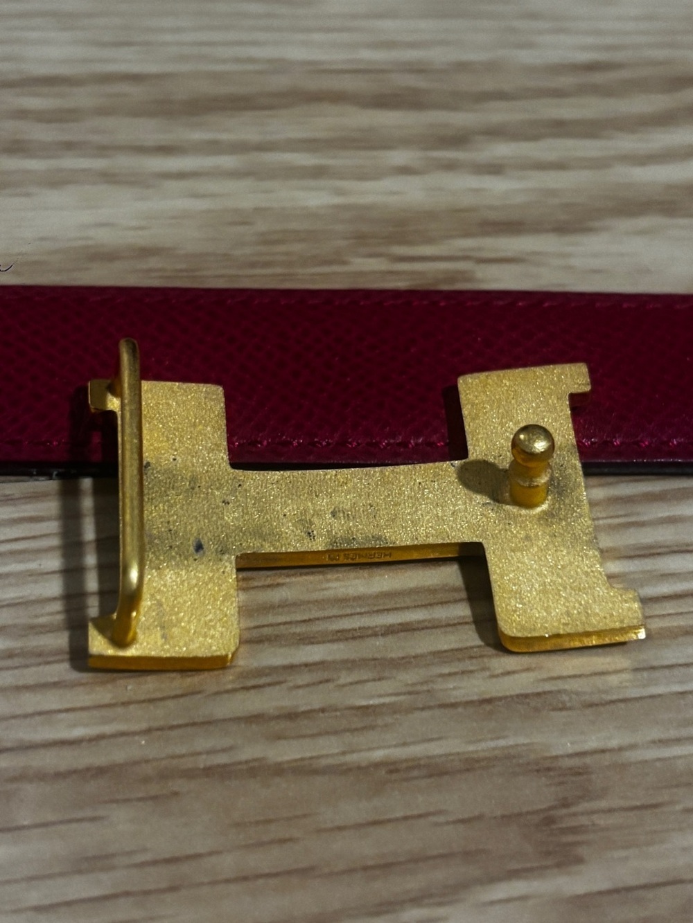 Hermès Vintage Constance H Belt 90 Black/Red Epsom Leather Gold Buckle with Dust - Picture 7 of 8